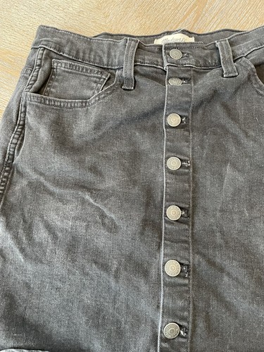 Madewell Jean Skirt Sz 30 Button Front Denim Straight A Line Mini Waist 33” - Picture 4 of 6