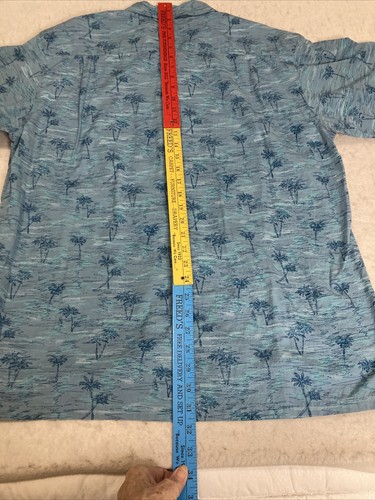 Blue Columbia Palm Trees Hawaiian Aloha Tiki Shirt Short Sleeve Cotton SZ L - Picture 14 of 14