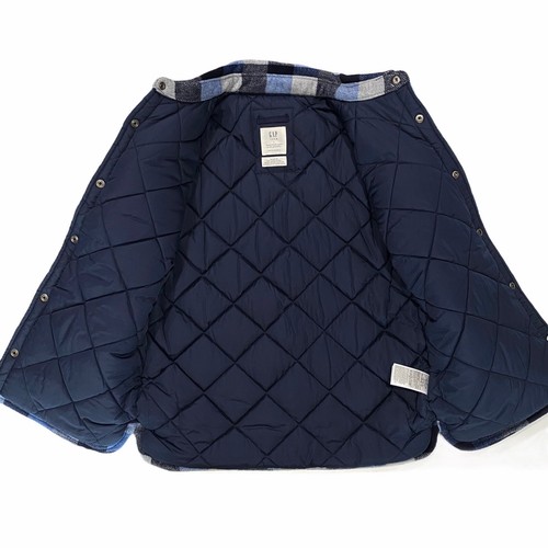 NWT GAP Kids Boy's Shirt Jacket Sz L Lined Insulated Plaid Blue Gray #594753 - Picture 3 of 6