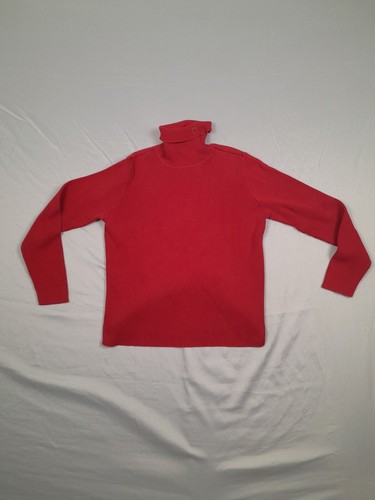Maglione donna Y2k LAUREN Ralph Lauren girocollo rosso nero taglia grande a costine - Foto 2 di 10