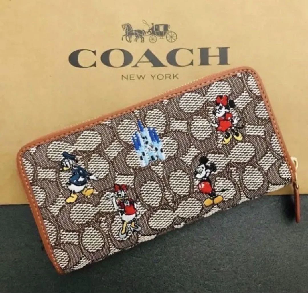 COACH x Disney Round Zip Long Wallet Mickey Mouse Cinderella