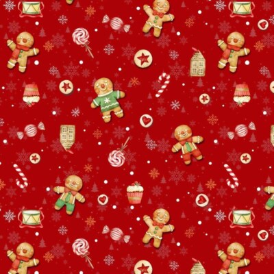 Weihnachten Lebkuchenmann rot mit Zuckerstangen, PVC Vinyl abwischbare Tischdecken
