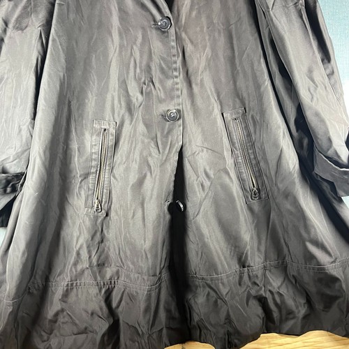 Andrew Marc Women Trench Coat Black Button Closure Long Sleeve Size 3X Polyester - Picture 3 of 13