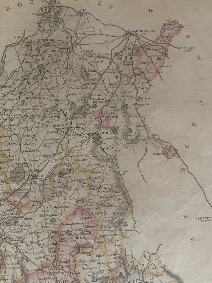 1830 Worcestershire by Hoare & Reeves Large Antique Hand Coloured Map - Image 3 of 4