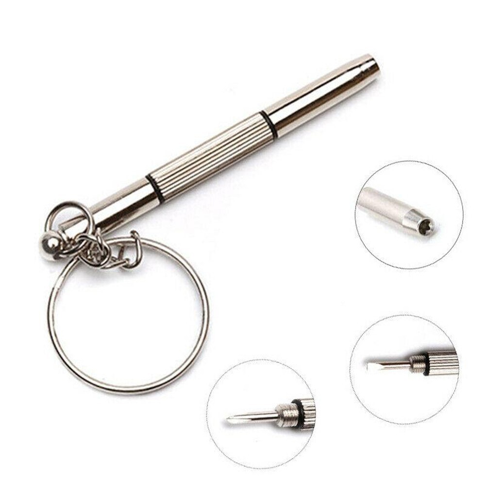 Eyeglass Screwdriver Repair Tool Keyring Keychain Stainless Steel Star Nut