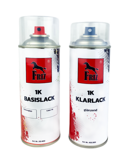 FRIZ Spraydosen Set 400ml für BMW 386 Farngrün Metallic + 400ml Klarlack - Bild 1 von 1
