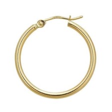 1" 3mm X 25mm Plain All Polished Shiny Hoop Earrings REAL 14K Yellow Gold