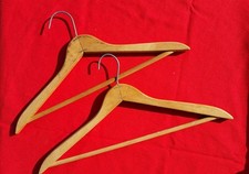 2 Vintage Wood SUIT Hangers DOME TOP MATCHED SIZE  SHAPE H7B