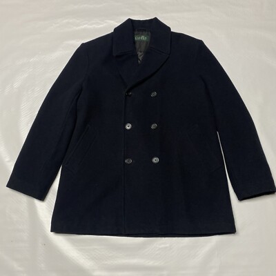 Lauren Ralph Lauren Mens Black Wool Peacoat Coat XXL Double