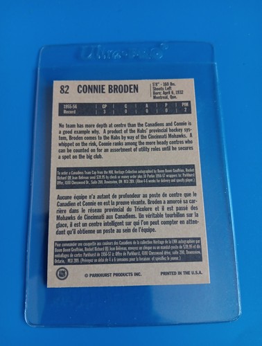 Connie Broden #82 1994-95 Parkhurst Missing Link Card Montreal Canadiens - Picture 2 of 2