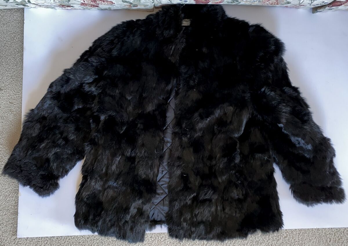 Vintage 100% Pure Rabbit Fur Coat Jacket Women's Size L Vintage 100% Pure Rabbit Fur Coat Jacket Women's Size L
