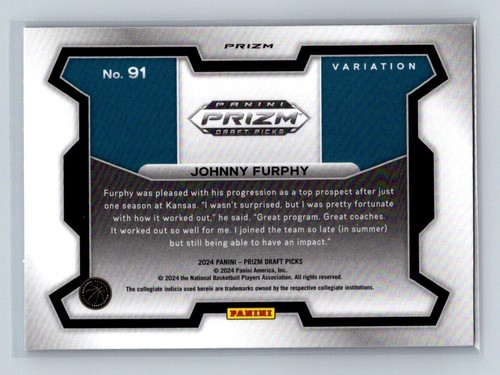 2024 Panini Prizm Draft Picks - Johnny Furphy #91 Red Ice Variation Prizm (RC) - Picture 2 of 2