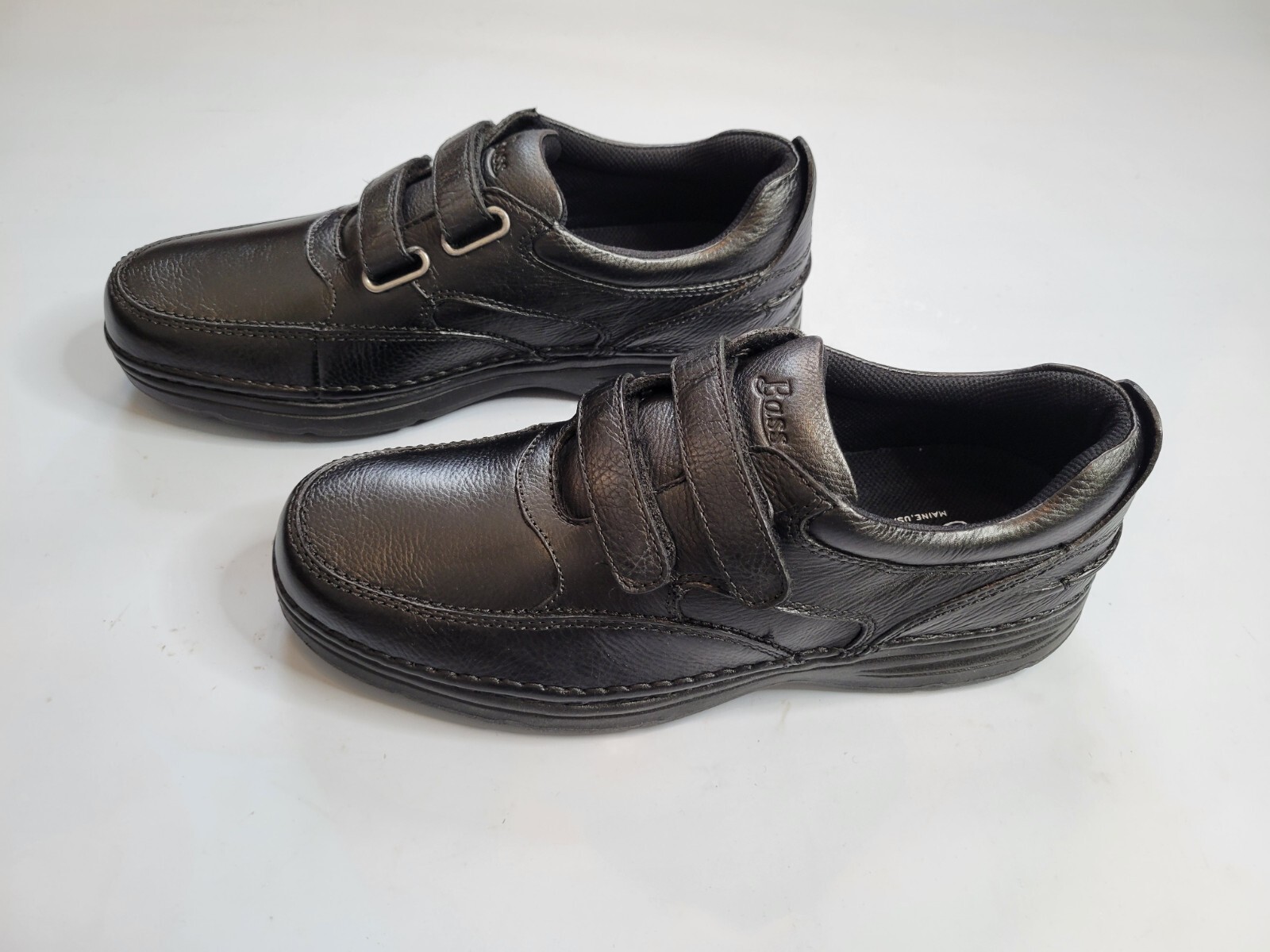 SAOLA G.H. BASS & CO BASS SEYMOUR SCARPE UOMO PELLE NERA DOPPIO CINTURINO TAGLIA US 11