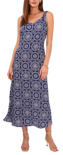 Vince Camuto NWT Women Size XS Navy Pullover Sleeveless V-Neck Midi Summer Dress