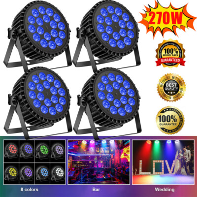 4PCS 18LED RGB Stage Lighting PAR Light DMX Beam Party DJ Disco Lighting NEW USA
