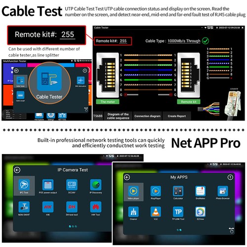 Rsrteng 7in Screen 8MP 32MP POE AHD/CVI/TVI /CVBS IPC-K15-CADH IP Camera Tester - Picture 9 of 13