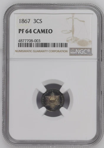 1867 NGC PR64 CAMEO Three Cents 3c Silver
