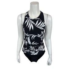Jantzen Women's High-Neck and High-Back Tankini Swimsuit Set Tropical Size 18W