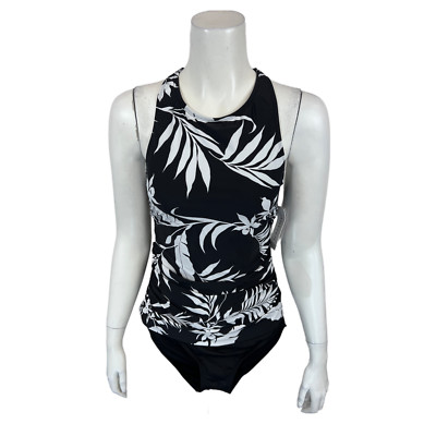Jantzen Women's High-Neck and High-Back Tankini Swimsuit Set Tropical Size 26W