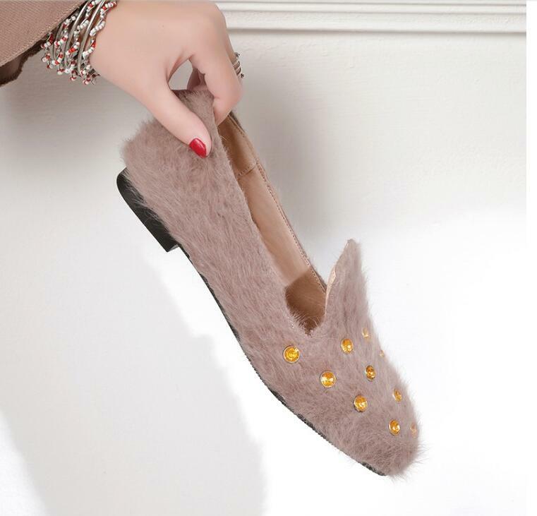 Womens Hot Sale Stylish Flats Slip On Short Fur Spring Loafers Comfy Occident Sz Womens Hot Sale Stylish Flats Slip On Short Fur Spring Loafers Comfy Occident Sz