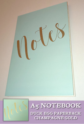 ENTENEI BLAU A5 NOTIZBUCH Notizen Champagner Gold Taschenbuch Journal CREME LINIERT