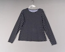Lands’ End Rash Guard Women’s S Black Polka Dot Long Sleeve Swim Top