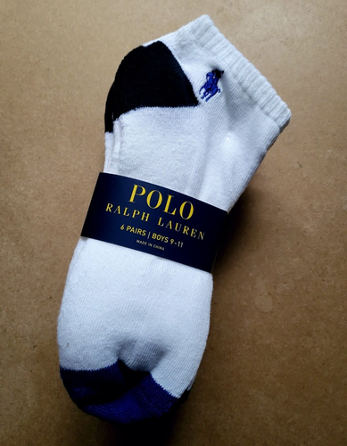 Polo Ralph Lauren Big Boys Classic Sport Low cut Socks 6-pack Size M 9-11 White - Picture 3 of 8