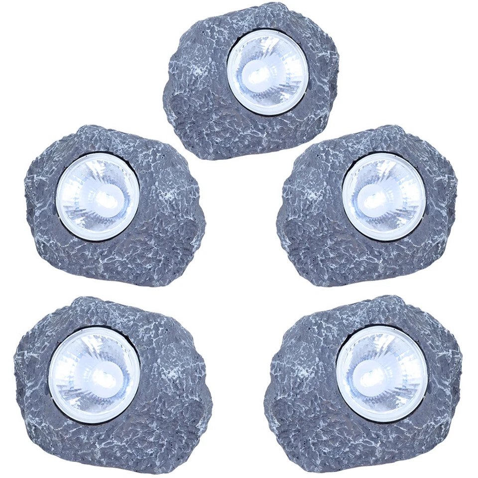 Solarleuchte Solarstein Außenlampe LED grau Garten Terrasse Deko IP44 5er Set - Bild 2 von 4