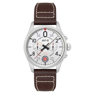 AVI-8 Spitfire Lock Chronograph Aircraft White Watch - Brand New