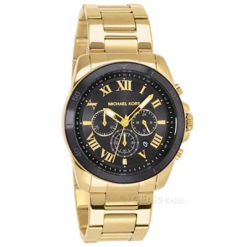Michael Kors Alek Mens Chronograph Watch, Black Dial, Gold Stainless Steel Band - Picture 8 of 8