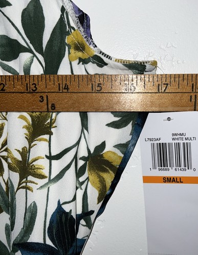 Nina Leonard Sleeveless Floral Printed Dress Belt Size Small Lined NWT - Picture 5 of 12