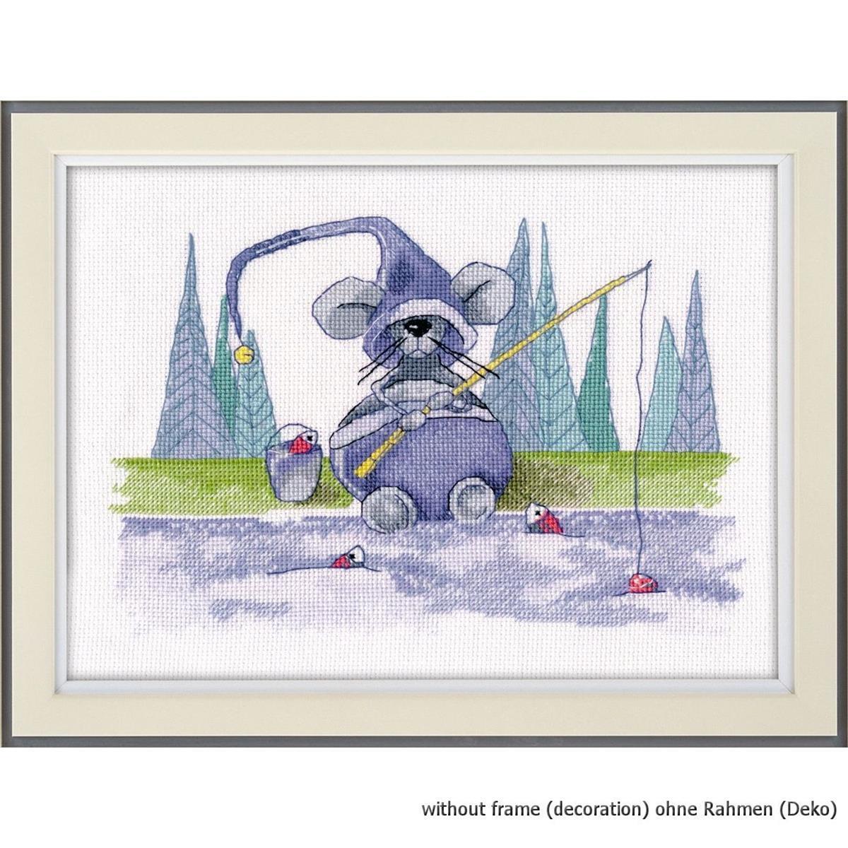 Oven counted cross stitch kit ""Peas and fishing"", 22x15cm, DIY