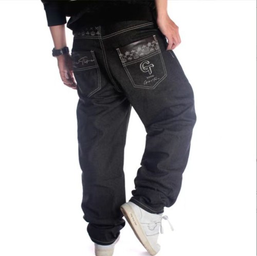 Nuevos pantalones vaqueros holgados sueltos de mezclilla hip-hop ropa de calle negros W30-W46 |
