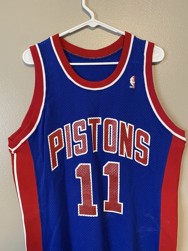 Authentic Rare Vintage Sand Knit NBA Detroit Pistons Isiah Thomas Jersey Size 44 - Picture 2 of 7