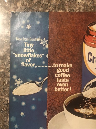 1965 Borden Cremora Non-Dairy Coffee Creamer PRINT AD Snowflakes Flavor VTG 60s - Picture 2 of 5