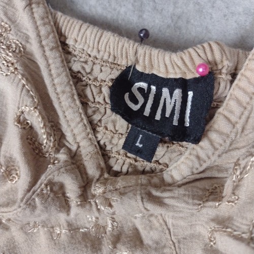 SIMI Woman's Size L Strappy Dress Beige Straps Embroidery Accents - Picture 10 of 15