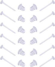 Clear Earrings,3mm Plastic Earrings for Sensitive Ears,Clear 100PCS-Flat 3mm