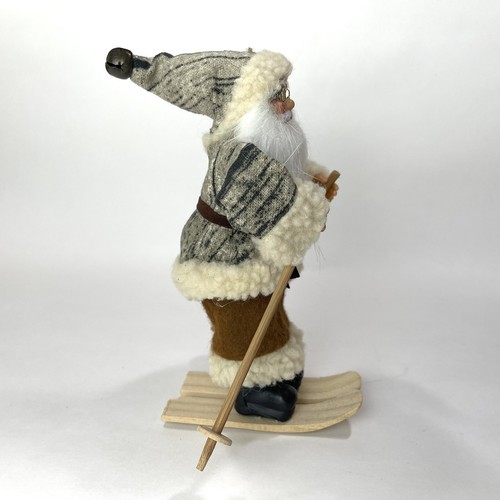 Adorno de figura vintage de Navidad primitivo arte popular esquí de Santa Claus - Imagen 3 de 8