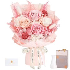 Preserved Flowers Bouquet 4 Roses - Pink Roses  Flowers for Delivery, Long-L...