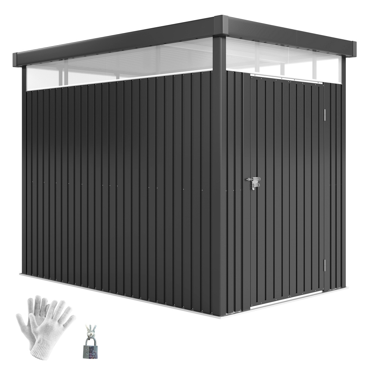 Rackhams Light 5.3 X 8.5Ft Galvanised Steel Garden Shed With Roof Windows - Image 2