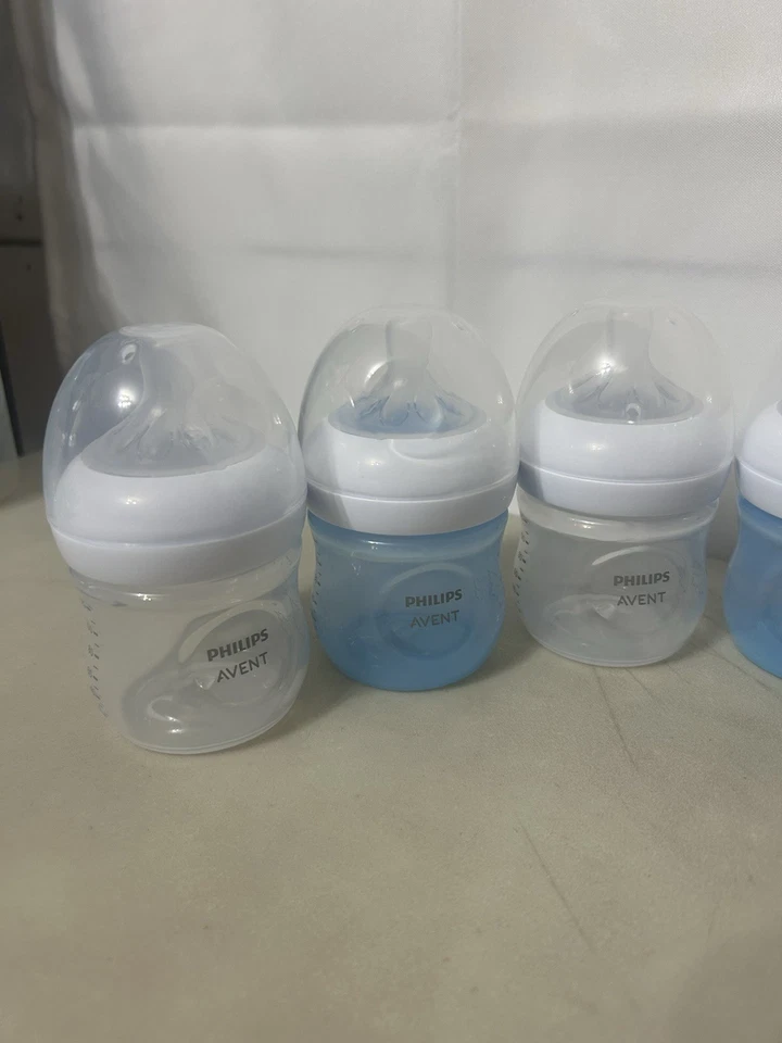 Biberones Philips Avent 4 OZ azul niños etapa 1 y 2 pezones Foto 2 de 4