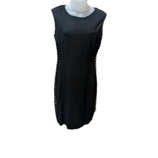  Bailey 44 Black, Silver Sides Sleeveless Dress M *