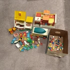 Vintage Fisher Price Little People Large Lot House Camper School Bus Figures