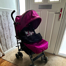 Cuggl Folding Pushchair Stroller with hood, footmuff & Rain Cover Pink/Black