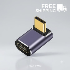 90 Degree USB-C Male to Female Adapter, 1 Pack - 100W Type-C Extender in Purple