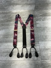 CAS W. Germany Suspenders Braces Y-Shape Abstract Silk Black Leather Old Money