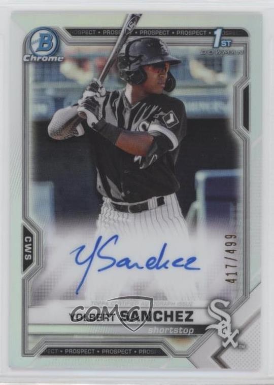 2021 Bowman Chrome Prospects Refractor 417/499 Yolbert Sanchez #CPA-YSA Auto 0l2