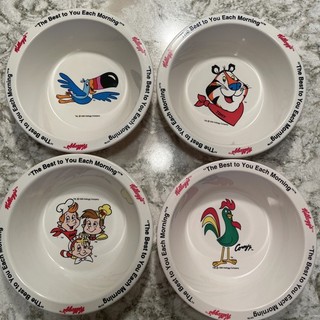 Vintage Kellogg’s Cereal Bowls Complete 1995 Collector Set Of 4 Plastic