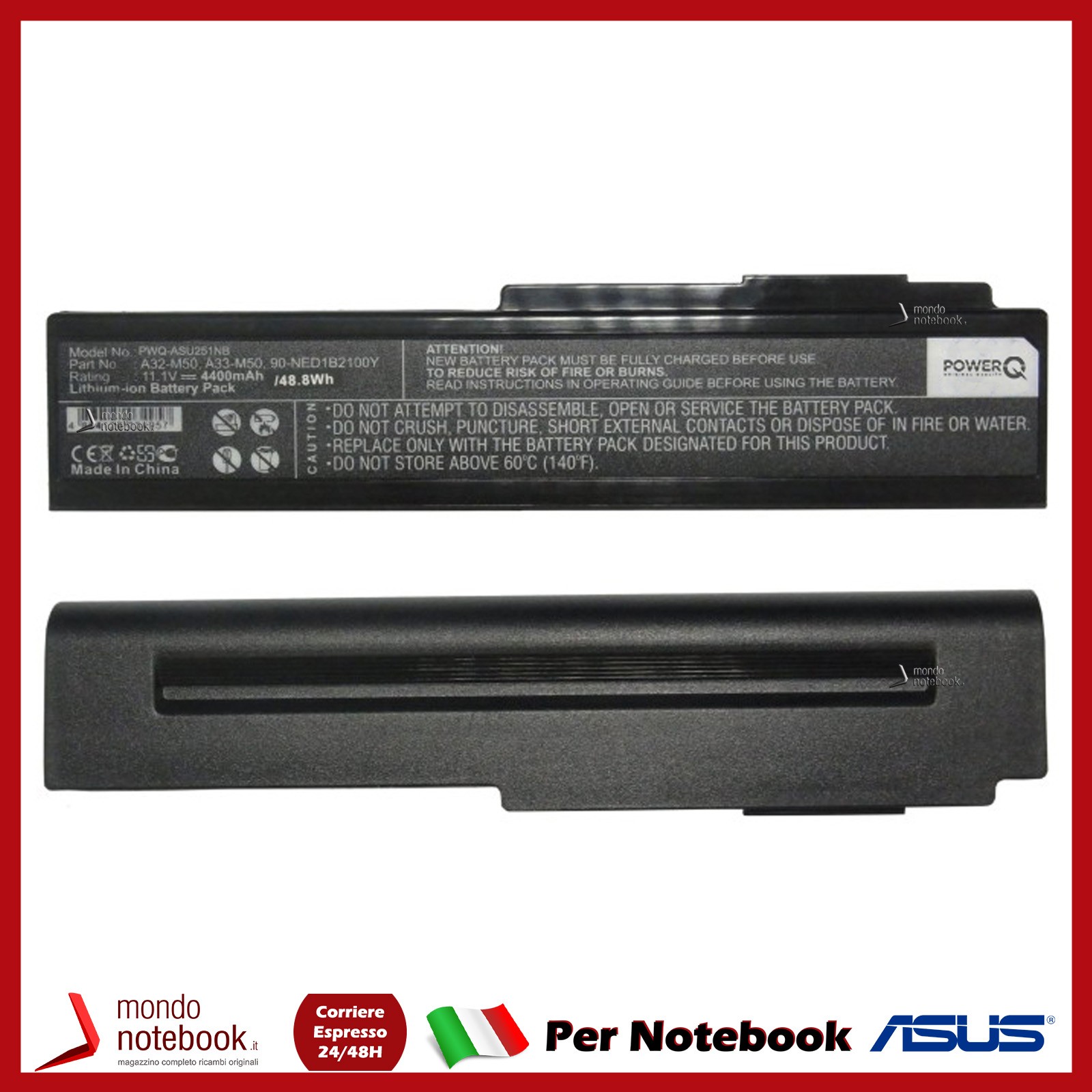 Batteria Asus N52JV N52SN 11.1V 4400mAh - Alta Qualità PowerQ SUBITO