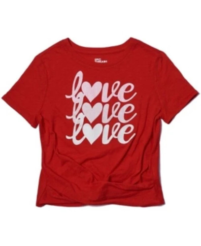 Epic Girls Big Girls Short Sleeve Twist Front Love Text T-shirt XL (20) - Picture 4 of 4